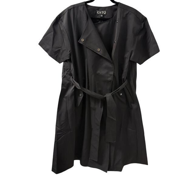 NWT $265 GSTQ Women's M Convertible Trench Black Size Medium - Picture 4 of 11